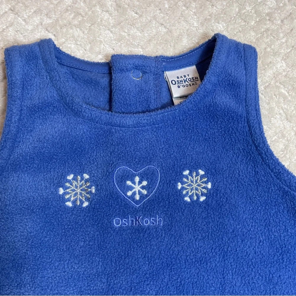 Baby Oshkosh Bgosh‎ 90s Blue Fleece Infant Dress 3-6 months | vintage kids